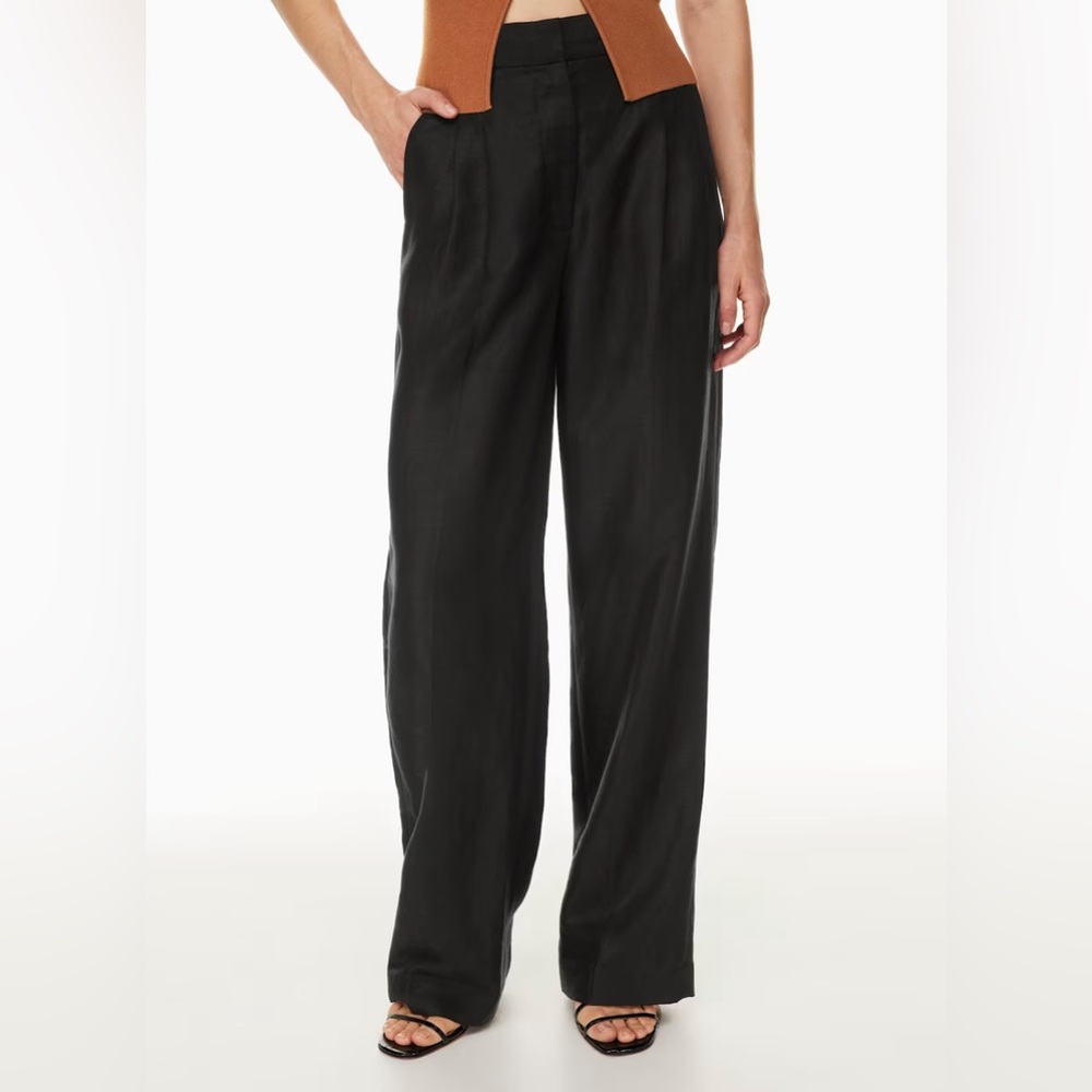Aritzia Wilfred The Effortless Pant™ Linen Black High-Waisted Wide-leg Size 2